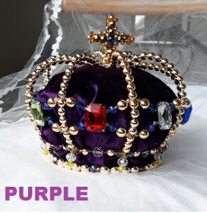 かぼちゃの大きなゴールド王冠(レッド) 手作りビーズ オブジェ 王様 キッズアククセサリー 結婚式 発表会 演劇 コスプレ 表彰式 景品