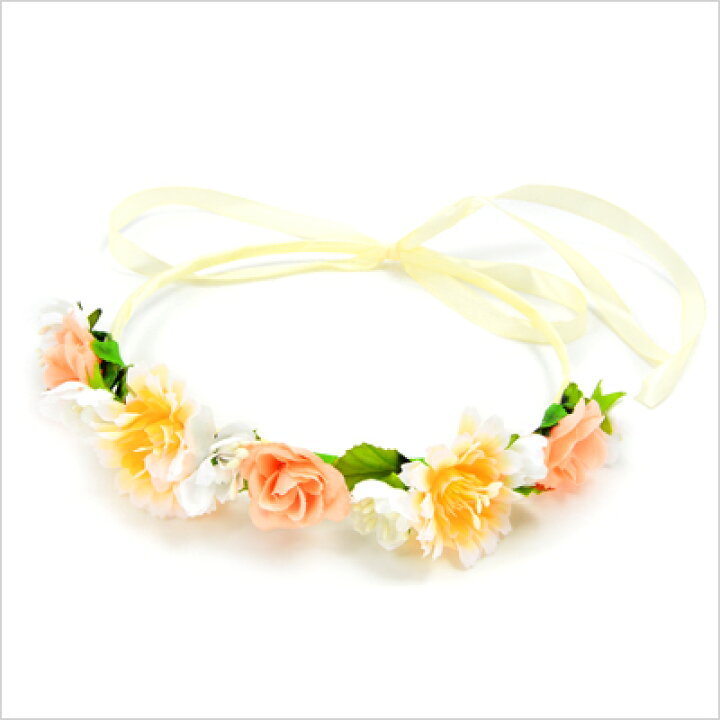 楽天市場 薔薇とお花の花冠 白 オレンジ 花かんむり ヘッドドレス 海外ウェディング イベント 髪飾り 結婚式 キッズドレス 発表会 プリンセスガーデン 楽天市場店