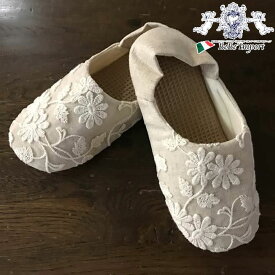 ［11％OFFクーポン］ ヨーロピアン Cotton Flower スリッパ アンティーク調 クラシック ナチュラル カントリー フレンチ インテリア雑貨 小物 ファブリック レース 花柄 フラワーモチーフ