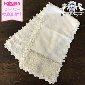 ＼スーパーSALE／ [740円OFF!] ヨーロピアン COTTON TULLE フェイスタオル 【アンティーク調 クラシック エレガント フレンチシック 雑貨 小物 ファブリック コットンレース 刺繍 花柄 フラワーモチーフ】