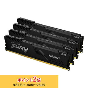 y[J[񂹁z LOXg FURY Beast V[Y ubN 64GB (16GB×4gj 3200MHz DDR4 CL16 DIMM (Kit of 4) 288pin Q[~O KF432C16BBK4/64 kingston ݃ V Ki LZ