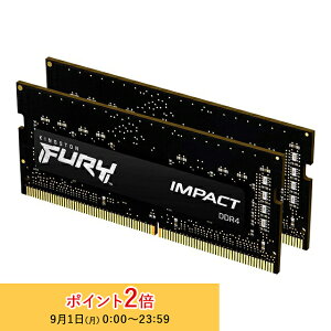 y[J[񂹁z LOXg FURY ImpactV[Y ubN 16GB (8GB×2gj 3200MHz DDR4 CL20 SODIMM (Kit of 2) 260pin Q[~O KF432S20IBK2/16 kingston ݃ V Ki LZ