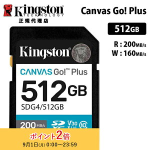 y[J[񂹁zLOXg Canvas Go! Plus 512GB SD J[h UHS-I U3 V30 SDG4/512GB Kingston SDJ[h DSLR  ~[X 4K Ki LZs