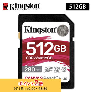 LOXg SDJ[h 512GB Canvas React Plus V60 SDJ[h UHS-II U3 V60 SDR2V6/512GB Kingston SDXC 4K uhs-2 U3 ჌t ~[X  J Ki LZs