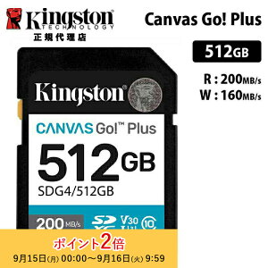 y[J[񂹁zLOXg Canvas Go! Plus 512GB SD J[h UHS-I U3 V30 SDG4/512GB Kingston SDJ[h DSLR  ~[X 4K Ki LZs