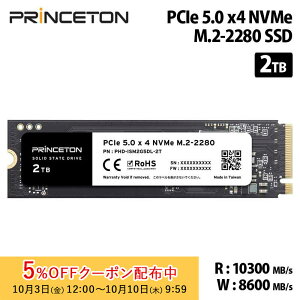 [5%OFFN[| 10܂]vXg SSD 2TB PCIe 5.0x4 NVMe M.2 2280 ǂݍݍő10300MB/s 3Nۏ 1200TBW PHD-ISM2G5DL-2T princeton  SSD Gen5 ϏՌ ϐU NVMe