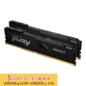 m5%OFFN[| 28܂Łny[J[񂹁zLOXg FURY Beast V[Y ubN 32GB (16GB×2gj 3200MHz DDR4 CL16 DIMM (Kit of 2) 288pin Q[~O KF432C16BBK2/32 kingston ݃ 