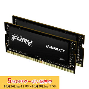 m5%OFFN[| 28܂Łny[J[񂹁z LOXg FURY ImpactV[Y ubN 64GB (32GB×2gj 3200MHz DDR4 CL20 SODIMM (Kit of 2) 260pin Q[~O KF432S20IBK2/64 kingston ݃