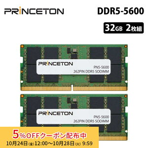 m5%OFFN[| 28܂ŁnvXg ݃ 64GB (32GB 2g) DDR5 5600MHz PC5-5600 CL46 262pin non-ECC SO-DIMM PN5-5600-32GX2 ݃[ [ m[gPCp  m[gp\R PC5-44800 i
