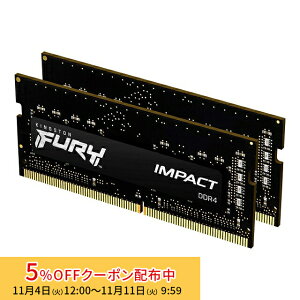 [5%OFFN[| 11܂]y[J[񂹁z LOXg FURY ImpactV[Y ubN 16GB (8GB×2gj 3200MHz DDR4 CL20 SODIMM (Kit of 2) 260pin Q[~O KF432S20IBK2/16 kingston ݃ V