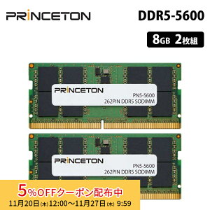 [5%OFFN[| 27܂]vXg ݃ 16GB (8GB 2g) DDR5 5600MHz PC5-5600 CL46 262pin non-ECC SO-DIMM PN5-5600-8GX2 ݃[ [ m[gPCp  m[gp\R PC5-44800 iv