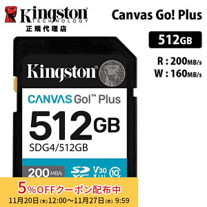 [5%OFFN[| 27܂]y[J[񂹁zLOXg Canvas Go! Plus 512GB SD J[h UHS-I U3 V30 SDG4/512GB Kingston SDJ[h DSLR  ~[X 4K Ki LZs