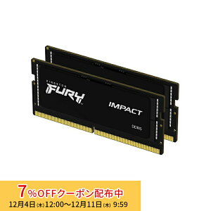 [7%OFFN[| 11܂]y[J[񂹁zLOXg FURY Impact DDR5V[Y ubN 16GB (8GB×2g) 4800MT/s CL38 SODIMM 262pin Q[~O KF548S38IBK2-16 kingston DDR5 ݃ t[