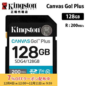 [7%OFFN[| 11܂]LOXg Canvas Go! Plus 128GB SD J[h UHS-I U3 V30 SDG4/128GB Kingston SDJ[h DSLR  ~[X 4K Ki LZs