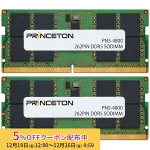 [5%OFF�N�[�|�� 26�����܂�]�v�����X�g�� ���݃����� 16GB �i8GB×2���g�j DDR5 4800MHz PC5-4800 CL40 262pin non-ECC SO-DIMM PN5-4800-8GX2 ���݃������[ �����������[ �m�[�gPC�p ������ �m�[�g�p�\�R�� PC5-38400