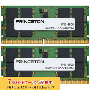 [7%OFF�N�[�|�� 11�����܂�]�v�����X�g�� ���݃����� 16GB �i8GB×2���g�j DDR5 4800MHz PC5-4800 CL40 262pin non-ECC SO-DIMM PN5-4800-8GX2 ���݃������[ �����������[ �m�[�gPC�p ������ �m�[�g�p�\�R�� PC5-38400
