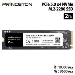 vXg SSD 2TB PCIe 5.0x4 NVMe M.2 2280 ǂݍݍő10300MB/s 3Nۏ 1200TBW PHD-ISM2G5DL-2T princeton  SSD Gen5 ϏՌ ϐU NVMe