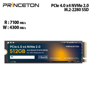 M.2 PCIe 4.0 x4 NVMe 2.0 �Ή� �����^SSD 512GB �ǂݍ��ݍő�7100MB/s 3�N�ۏ� 160TBW PHD-ISM2G4DG-512 SSD �����^ �ϏՌ� �ϐU�� princeton Gen4