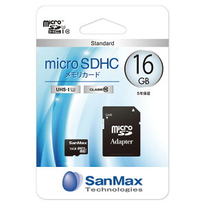 SanMax microSD�J�[�h 16GB microSDHC�������J�[�h Standard UHS-I U1 Class10 SMS16U microSD microSDHC C10 �������[�J�[�h ���f�B�A�J�[�h �T���}�b�N�X �f�W�J�� �K���P�[ �J�[�i�r MP3�v���[���[ ��e��