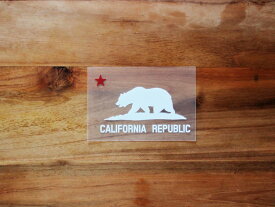 CALIFORNIA REPUBLIC 白 赤星XS 3枚組 ステッカー 車 かっこいい ブランド おしゃれ プリンタック 切り文字 ウォールステッカー バイク 西海岸 熊 星 サーフィン カリフォルニア surf sup nyc【メール便送料無料】