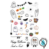 水なしで貼れる 2枚入 タトゥーシール ハロウィン ボディシール ワンポイント ボディアート カラー クレ…