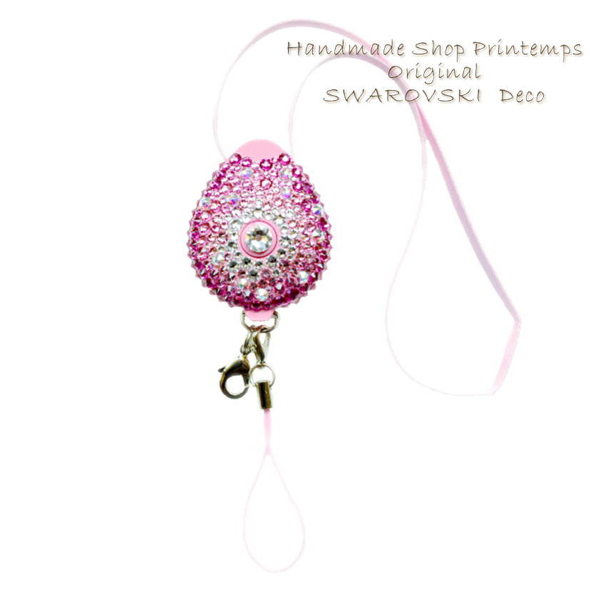おしゃれ 女性 プレゼント 高級 収納式ネックストラップ 100%品質保証! SWAROVSKI ピンク Pink 全面デコレーション もらって嬉しい出産祝い ギフトラッピング無料 グラデーションカラー