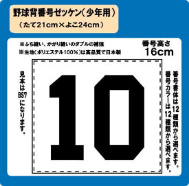 野球　背番号　ゼッケン　（少年用）　昇華プリント　W24cm×H21cm　ぜっけん