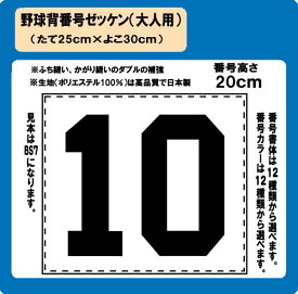 野球　背番号　H20cm　ゼッケン　（大人用）　昇華プリント　W30cm×H25cm　ぜっけん