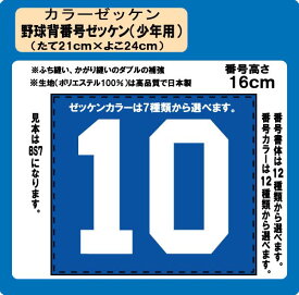 カラー ゼッケン野球 1色 背番号 ゼッケン 少年用 昇華プリント W24cm×H21cm ぜっけん 12色 日本製