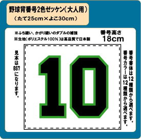 野球　背番号　H18cm　2色　ゼッケン　（大人用）　昇華プリント　W30cm×H25cm　ぜっけん