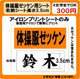 体操服　名前　プリント　シート　H3.5cm　ラバー　ぜっけん