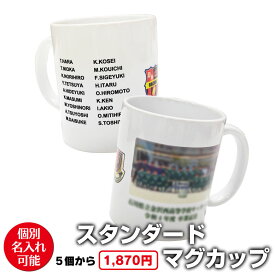 オリジナルスタンダードマグカップ　 写真入り マグカップ 名入れ サッカー フットサル バスケットボール ラグビー 卓球 バレーボール テニス 野球 オリジナル プレゼント 卒園 記念品 卒業 入学 箱入り 陶器 部活 卒部 写真