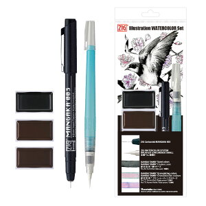 �y�}���\�������X�|�C���g10�{ �z ���| Kuretake ZIG ILLUSTRATION WATERCOLOR SET �C���N�g�[�o�[ 2�{+��ʒ^��3�F�Z�b�g IKTB-25/7V 2�{+3�F�Z�b�g