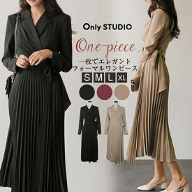 ロング ワンピース セレモニースーツ レディース 喪服 ロングワンピース スーツ レディース ワンピース ベルト付き 長袖 上品 ワンピーススーツ 大きいサイズ ブラック フォーマル ママスーツ ミモレ 無地 vネック 通勤 OL 送料無料