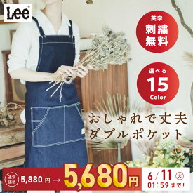 【6/11 01:59まで！】【クーポン利用200円OFF】【正規品】 Lee ワーク デニムエプロン ヒッコリー シンプル おしゃれ かわいい カフェ クロス メンズ 結婚祝い シンプル プレゼント ギフト 名入れ 刺繍 送料無料 作業用エプロン 母の日