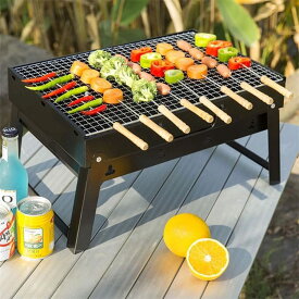 バーベキューコンロ ポータブル バーベキューグリル BBQ アウトドア キャンプ ピクニック バーベキューセット コンパクト お花見 行楽 グリル パーティー 人気 炭焼き