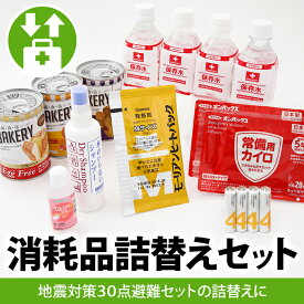 消耗品詰替えセット（地震対策30点避難セット用）賞味期限・使用期限が切れた方に 防災グッズ 防災セット 防災用品 非常用 入れ替え 詰め替え