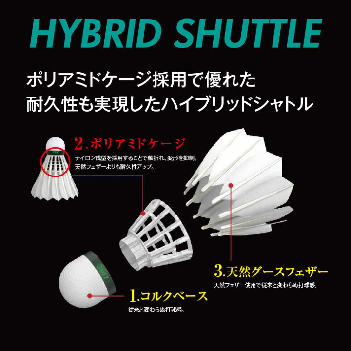 楽天市場】アディダス バドミントン シャトル ハイブリットシャトル 