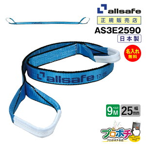 【メーカー直送】AS3E2590 スリングベルト 幅25mm 9m ベルト荷締機 3等級JIS規格品 allsafe オールセーフ 玉掛け 繊維スリング 吊り上げロープ 吊りロープ トラック用品