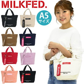 トートバッグ レディース MILK FED. ミルクフェド トート 小さめ かばん 手提げ 手持ちバッグ サブバッグ ミニトート おしゃれ ナチュラル シンプル キャンバス A5 通学 通勤 女性 大人 人気 BAR AND UNDER LOGO LUNCH TOTE バー＆アンダー ロゴ ランチトート 103201053015