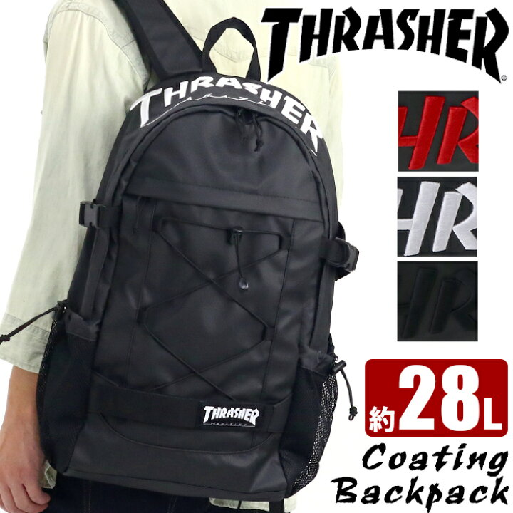 楽天市場 リュック メンズ レディース Thrasher スラッシャー リュックサック デイパック バックパック 黒リュック ブラック 大きめ かばん 通勤 通学 学生 通学リュック 防災バッグ 黒 バッグ B4 Coating Backpack 28l コーティングバックパック 28リットル Thr 148