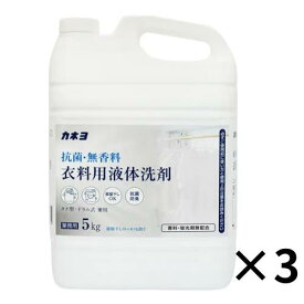 【3個】抗菌・無香料衣料用洗剤5kg カネヨ石鹸 00615193 プロステ