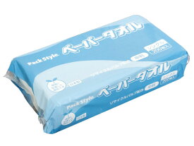 【30袋(6000枚)入/ケース】日本製 パックスタイル PS ペーパータオル リサイクル紙 中判 200枚 00458493