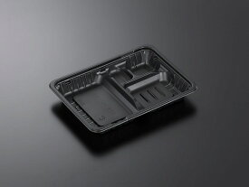 【50枚入/バラ】弁当容器 CTガチ弁L IK23-17E2 BK身 本体のみ 使い捨て レンジ可能 ブラック 00461150