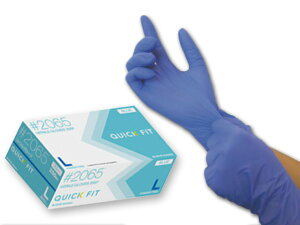 【250枚入】 使い捨てニトリル手袋 ニトリルグローブ クイックフィット 粉無 ブルー L 使い捨て手袋 食品衛生法適合 00643399 プロステ