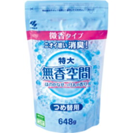 【1個】消臭剤 小林製薬 無香空間特大ほのかなせっけん詰替用 648g 00749379 プロステ