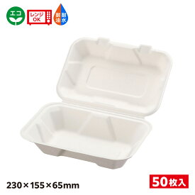 【50枚】エコ容器 パルプモールド フードパック 白色 ABバガスランチ220-150 SDGs 環境 環境容器 食品容器 持続可能 00675731