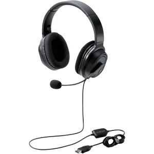 �y���[�J�[����T�z ELECOM�@�I�[�o�[�w�b�h�^�C�v�w�b�h�Z�b�g�@�����@USB�@40mm�h���C�o�@�u���b�N�@HS-HP30UBK