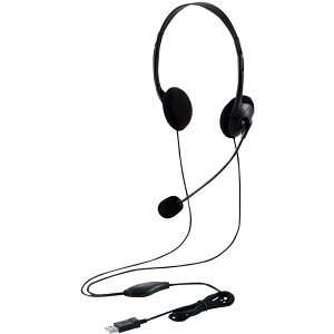 ELECOM �L���w�b�h�Z�b�g �I�[�o�[�w�b�h�^ �}�C�N�A�[���t�� USB-A ���� �u���b�N HS-HP22UCBK