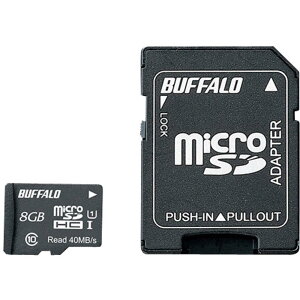 BUFFALO UHS-I Class1 microSDHC�J�[�h SD�ϊ��A�_�v�^�[�t 8GB RMSD-008GU1SA